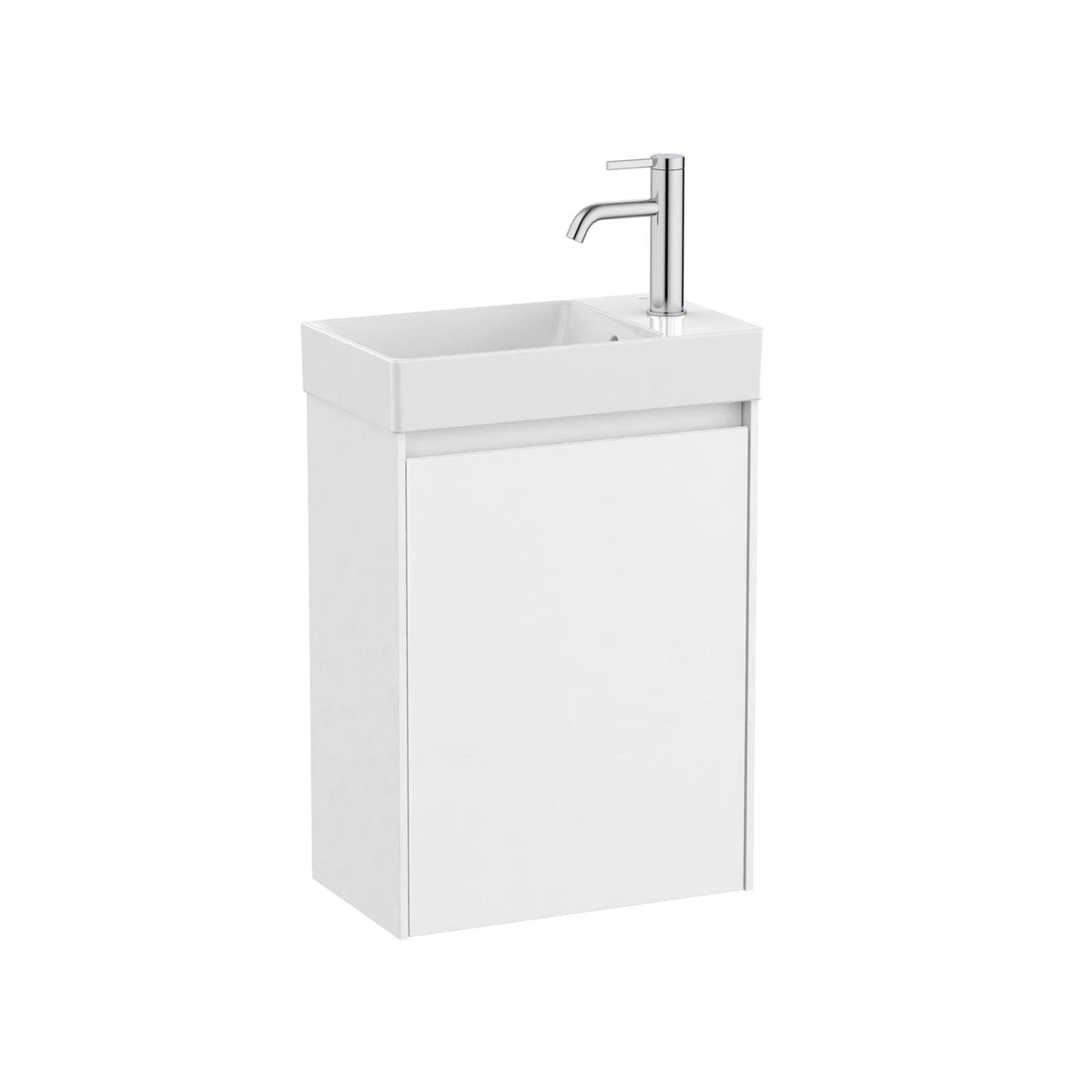 Roca Cloakroom Vanity Unit Matt White Roca Ona 450mm Wall Mounted One Door Cloakroom Vanity Unit with Basin