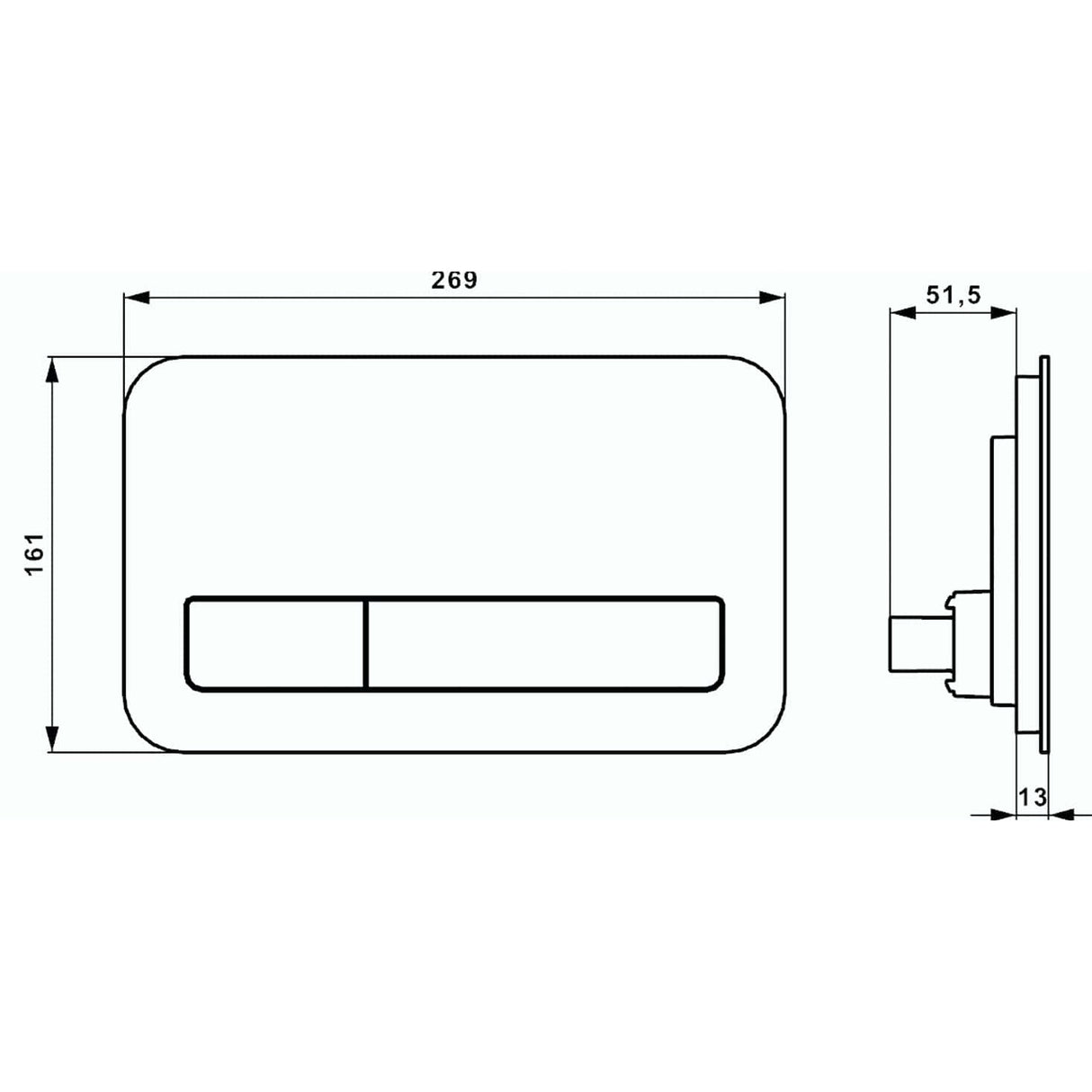 Villeroy and Boch Flush Plate Villeroy & Boch ViConnect 200G Glass Toilet Flush Plate