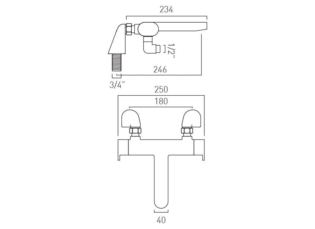 VADO Bath Shower Mixer Vado Life Thermostatic Bath Shower Mixer Tap - Chrome