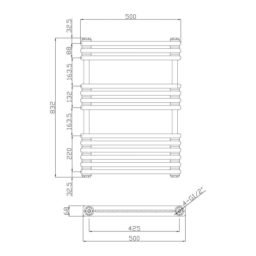 KRAD Designer Towel Radiators K-RAD Kolumn Straight Vertical Heated Towel Radiator in Gloss White