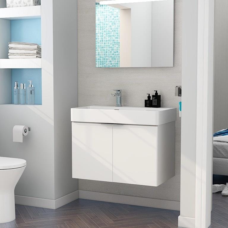 Imex Wall Mounted Vanity Unit Imex Blade Wall Mounted 800mm Double Door Vanity Unit with Basin