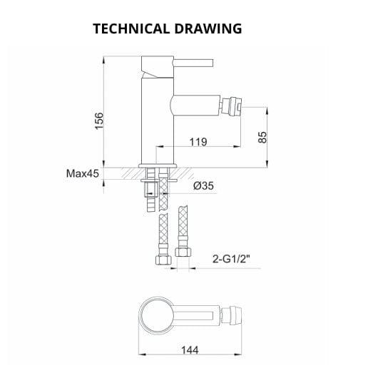 Imex Bidet Tap Imex Ivo Bidet Mixer Tap with Universal Waste in Chrome