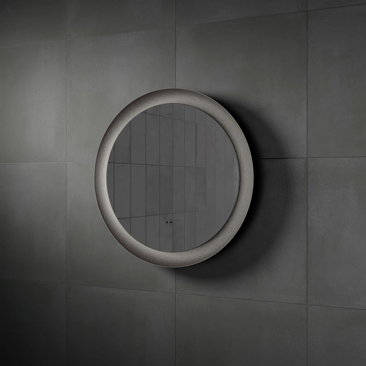 HiB Illuminated Mirror 600mm / Brushed Steel HiB Vaida Round LED Illuminated Mirror