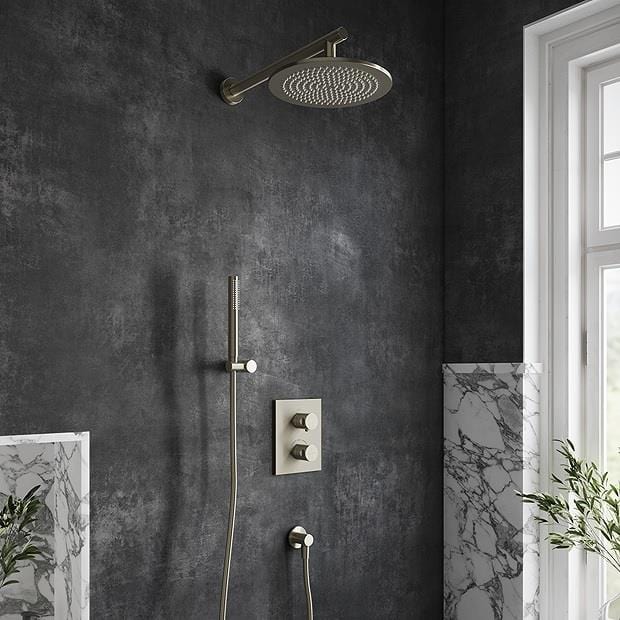 UK Bathroom Store Concealed Shower Set Brushed Nickel Matt / Round Villeroy & Boch Concealed Complete Shower Set with Shower Head and Handset