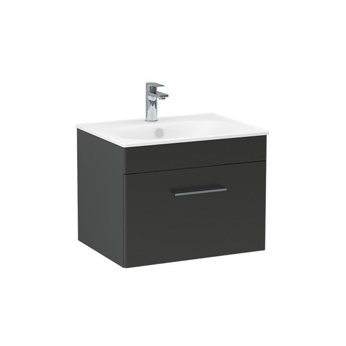 Imex Wall Mounted Vanity Unit Matt Black / White Imex Croma Wall Mounted Single Drawer 600mm Vanity Unit with 1 Tap Hole Basin