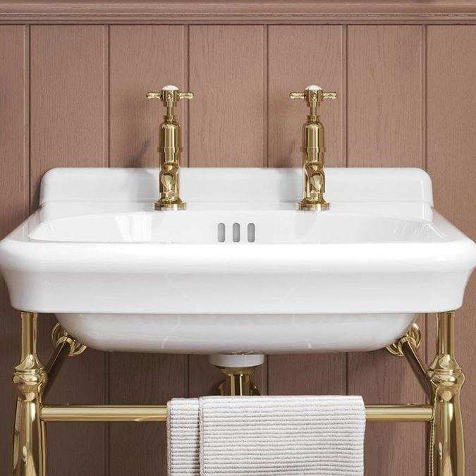 Burlington Pillar Basin Tap Gold Burlington Guild Basin Pillar Taps (Pair)