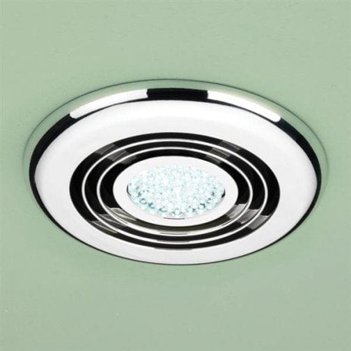HiB Inline Turbo Fan Chrome / Cool White LED HiB Cyclone Wet Room Inline Ceiling Fan