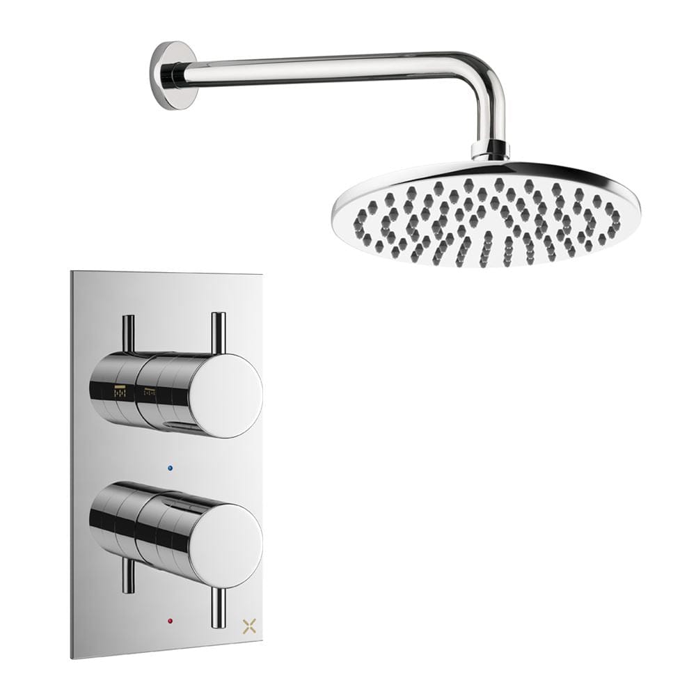 Crosswater Concealed Shower Set Chrome / Wall Arm / 200mm Crosswater Design 2 Handle 1 Outlet Shower Set