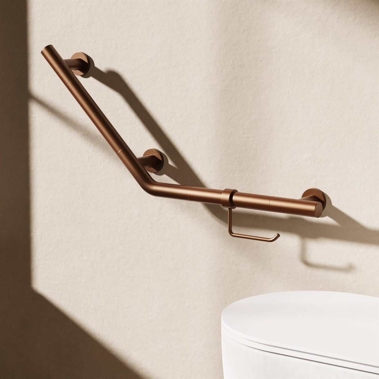 Crosswater Grab Rail/Bar Brushed Bronze Crosswater Angled Grab Bar & Toilet Roll Holder