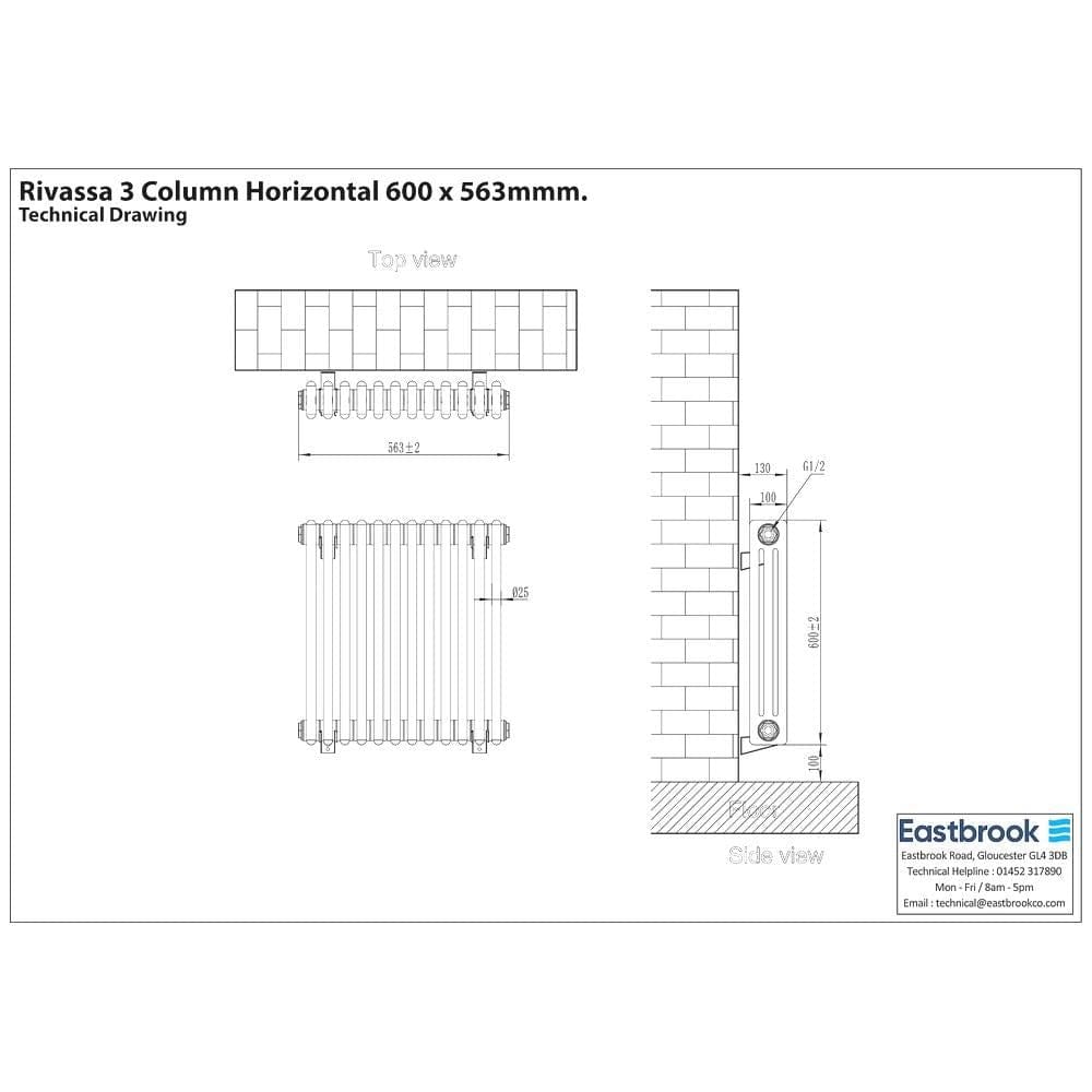 Eastbrook Rivassa Traditional 3 Column Radiator in Matt Anthracite