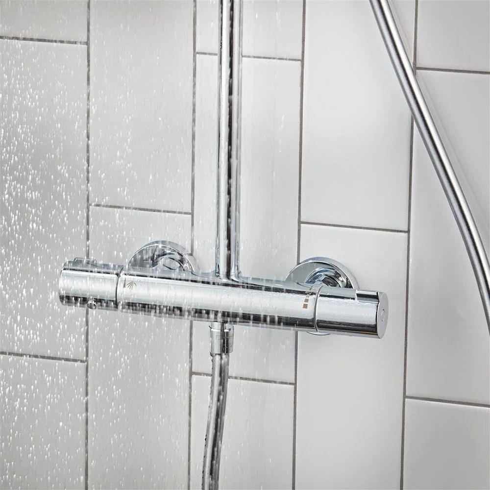Hansgrohe Exposed Shower Set Hansgrohe Crometta S Exposed Thermostatic Shower Set with Fixed Shower Head and Handset in Chrome