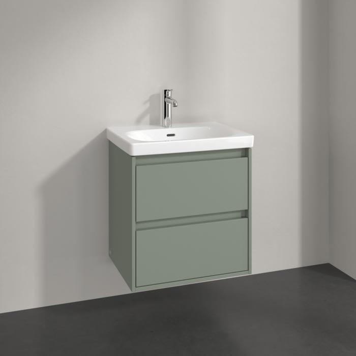 Villeroy & Boch Wall Mounted Vanity Unit Soft Green Villeroy & Boch Skyla Wall Mounted 600mm Two Drawer Vanity Unit with Basin