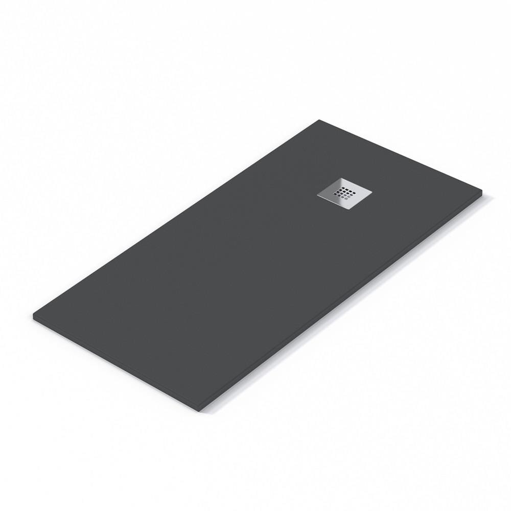 Aquarius Bathrooms Rectangle Shower Tray Aquarius Honiston Mineral Composite Slate Effect Shower Tray in Midnight Black