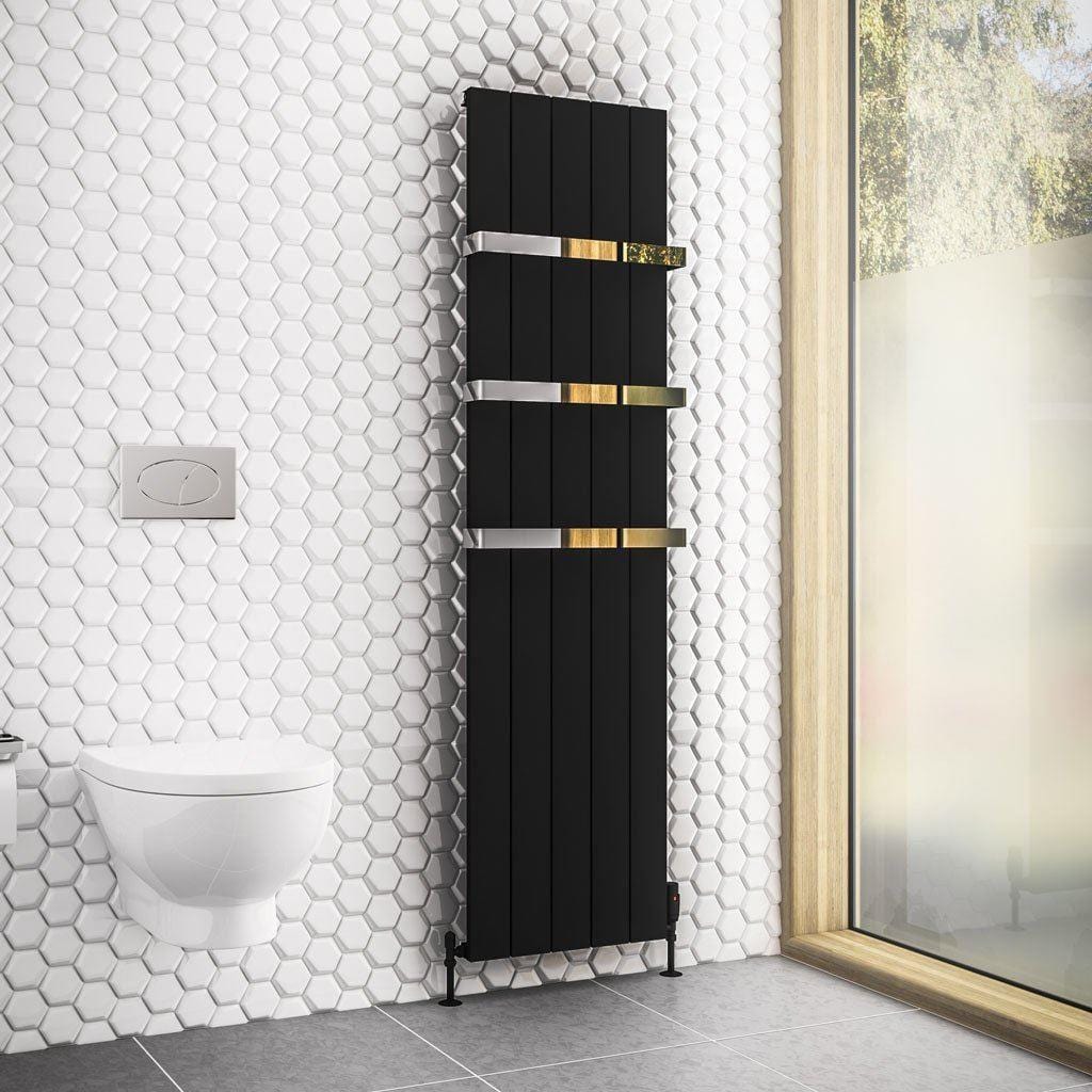 Eastbrook Panel Radiator 1800 x 470mm / Dual Fuel Eastbrook Rosano Straight Vertical Aluminium Radiator in Matt Black