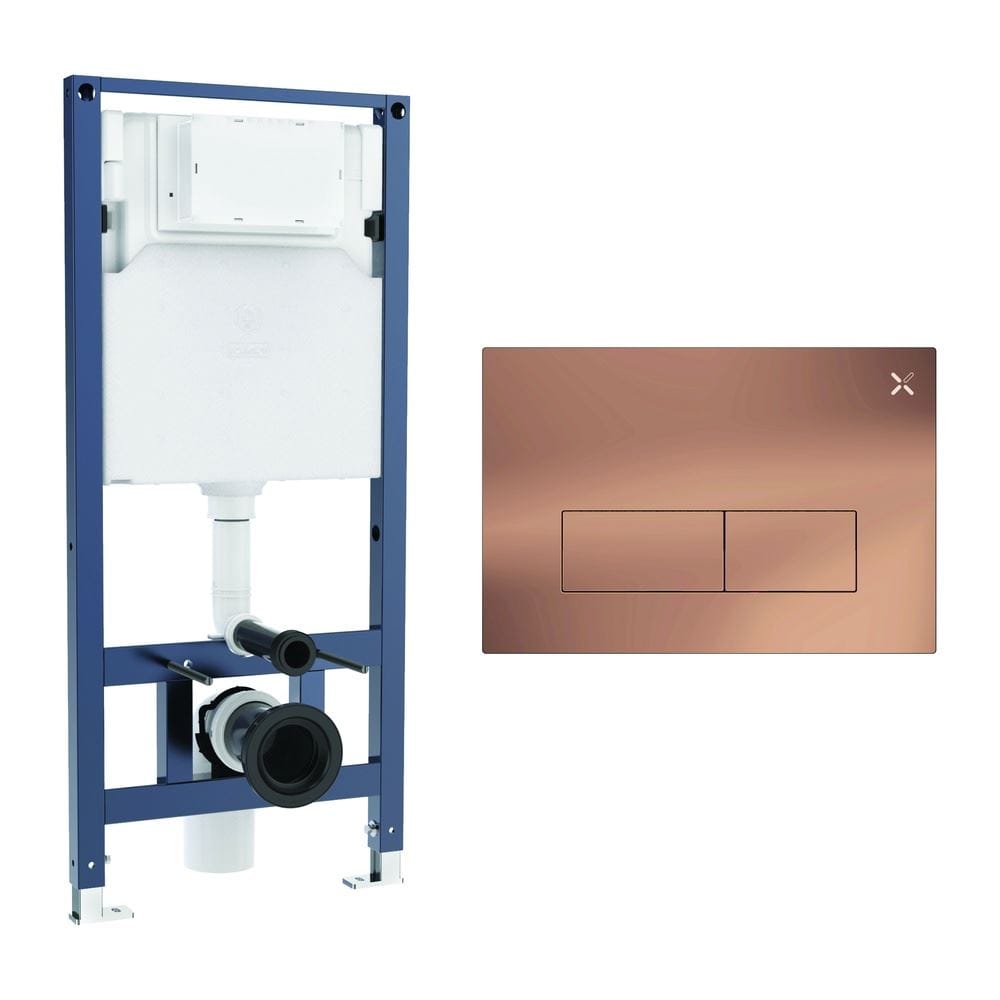 Crosswater Wall Hung WC Frame MPRO Steel Plate in Brushed Bronze Crosswater 1.12m Dual Flush WC Support Frame Set with Flush Plate