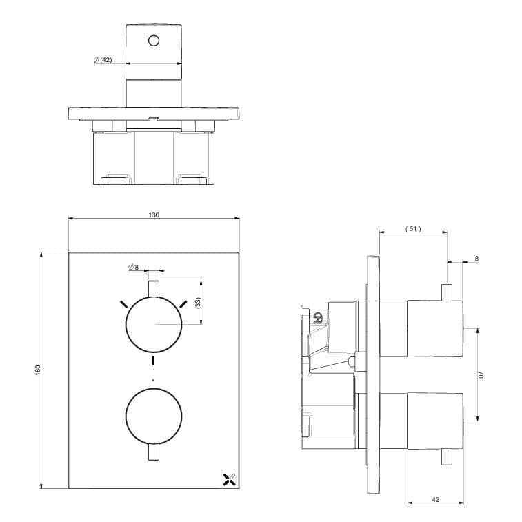Crosswater Concealed Shower Valve Crosswater MPRO Crossbox 3 Outlet Trimset