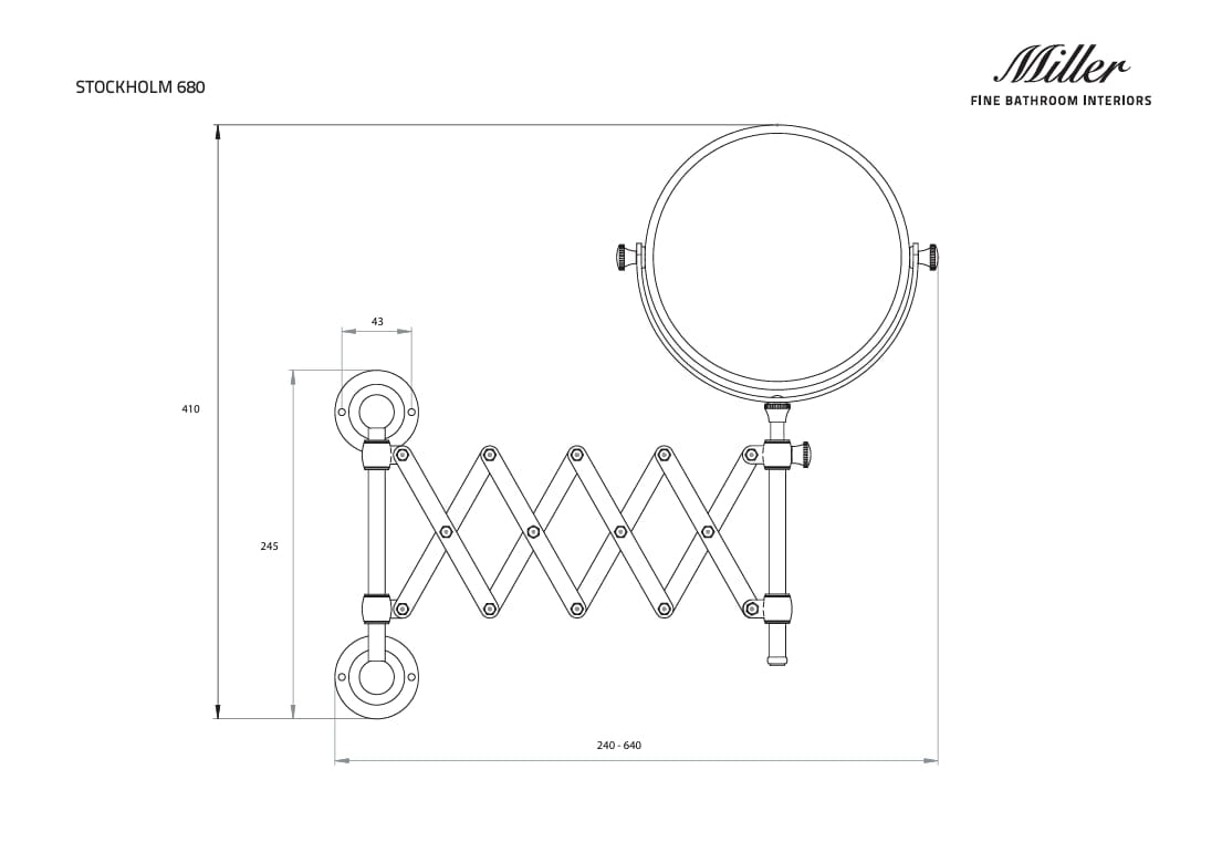 Miller Cosmetic Mirror Miller Stockholm Extending Mirror - 190mm - Chrome - 680C