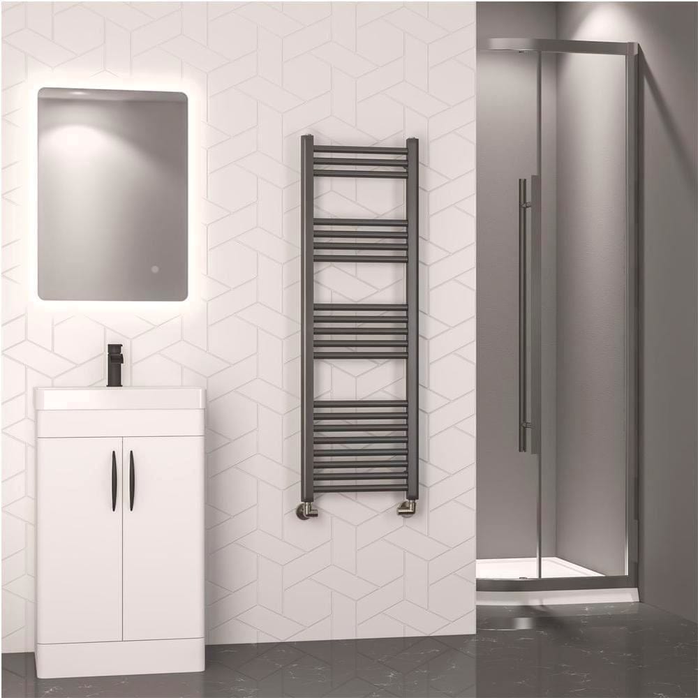 Eastbrook Ladder Rail 1200 x 400mm / Electric Only Eastbrook Wendover Straight Heated Towel Rail in Brushed Gunmetal
