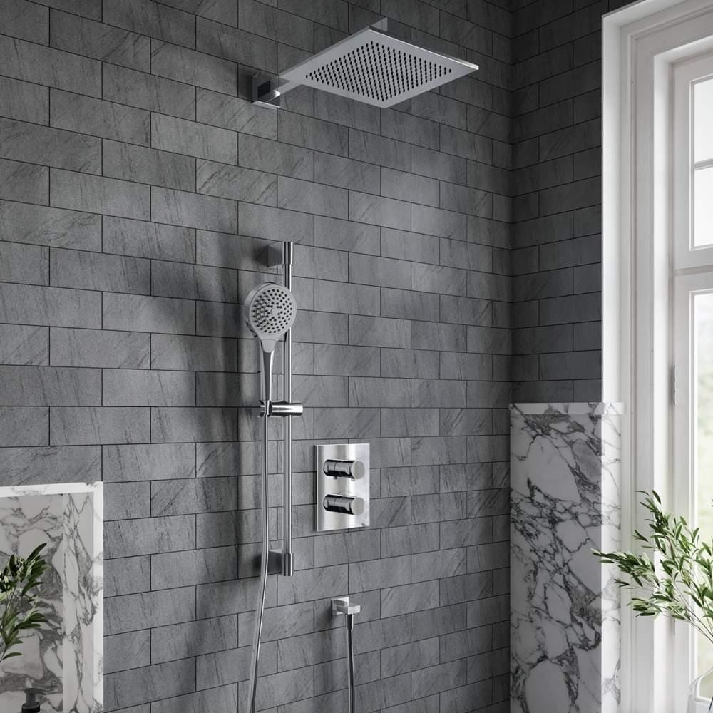 UK Bathroom Store Concealed Shower Set Chrome / Square Villeroy & Boch Concealed Complete Shower Set 2 Outlet with Slide Rail Kit