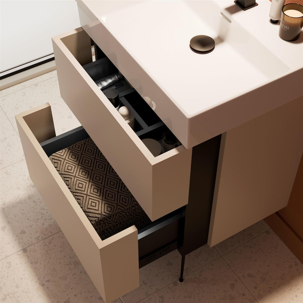 Crosswater Wall Mounted Vanity Unit Crosswater Avenue Vanity Unit with Basin - 600mm - Two Drawer - Wall Mounted