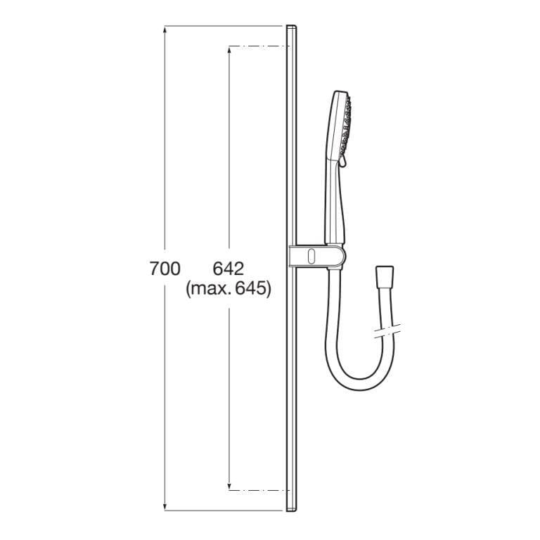 Roca Shower Riser Rail Roca Stella 3 Function Shower Handset with Slide Rail, Bracket and Hose in Matt Black
