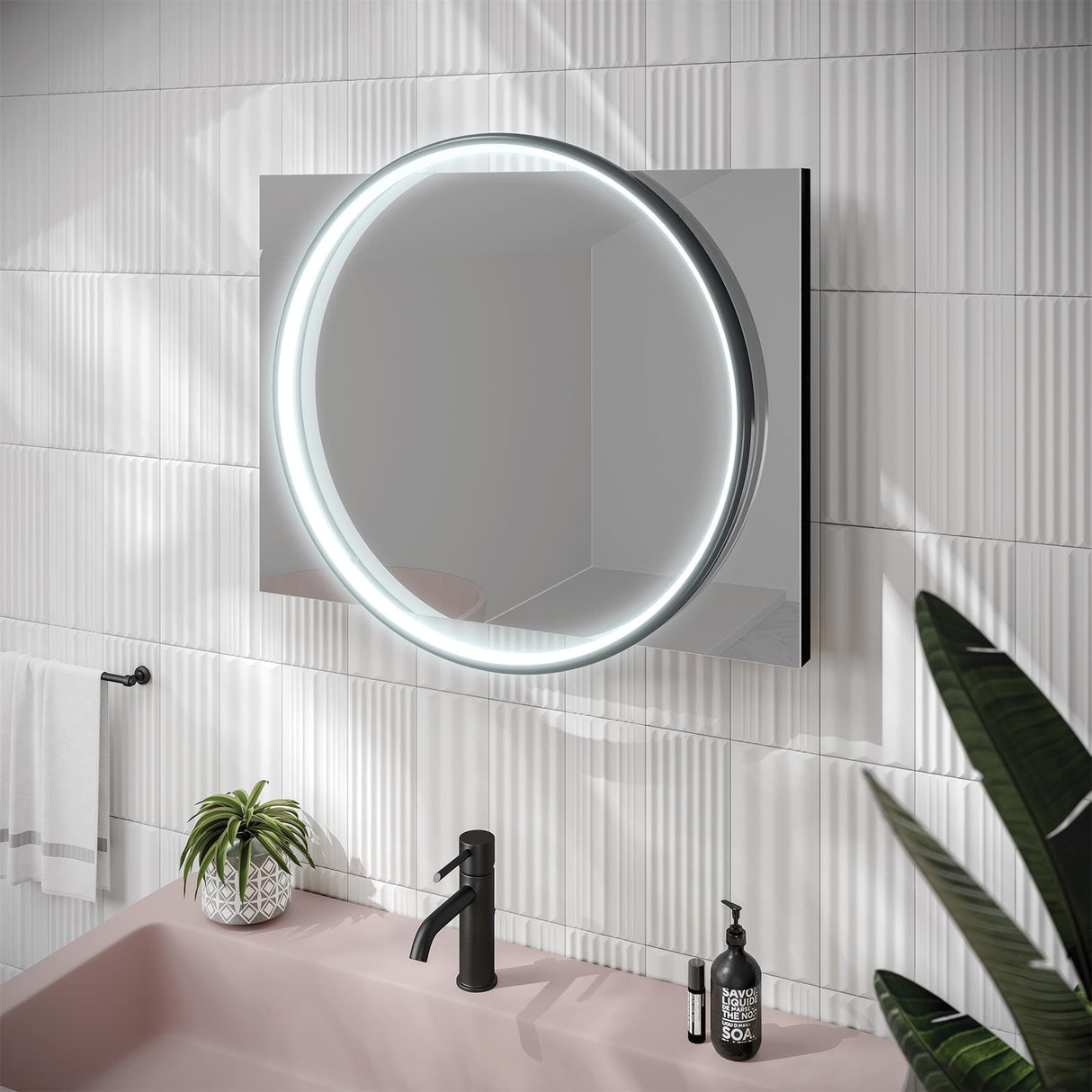 hib. Illuminated Mirror Black / 600 x 800mm hib. Solas Round LED Illuminated Mirror