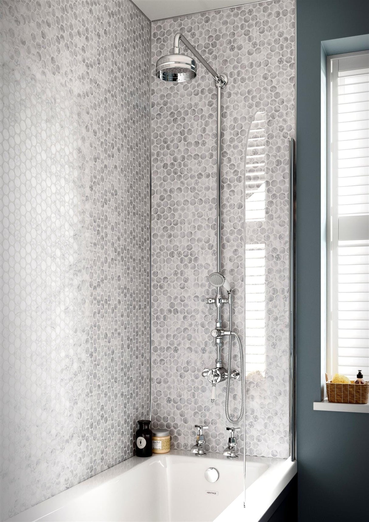 Heritage Exposed Shower Set Heritage Dawlish Exposed Shower Valve with Premium Fixed Riser Kit, Fixed Shower Head and Diverter to Handset