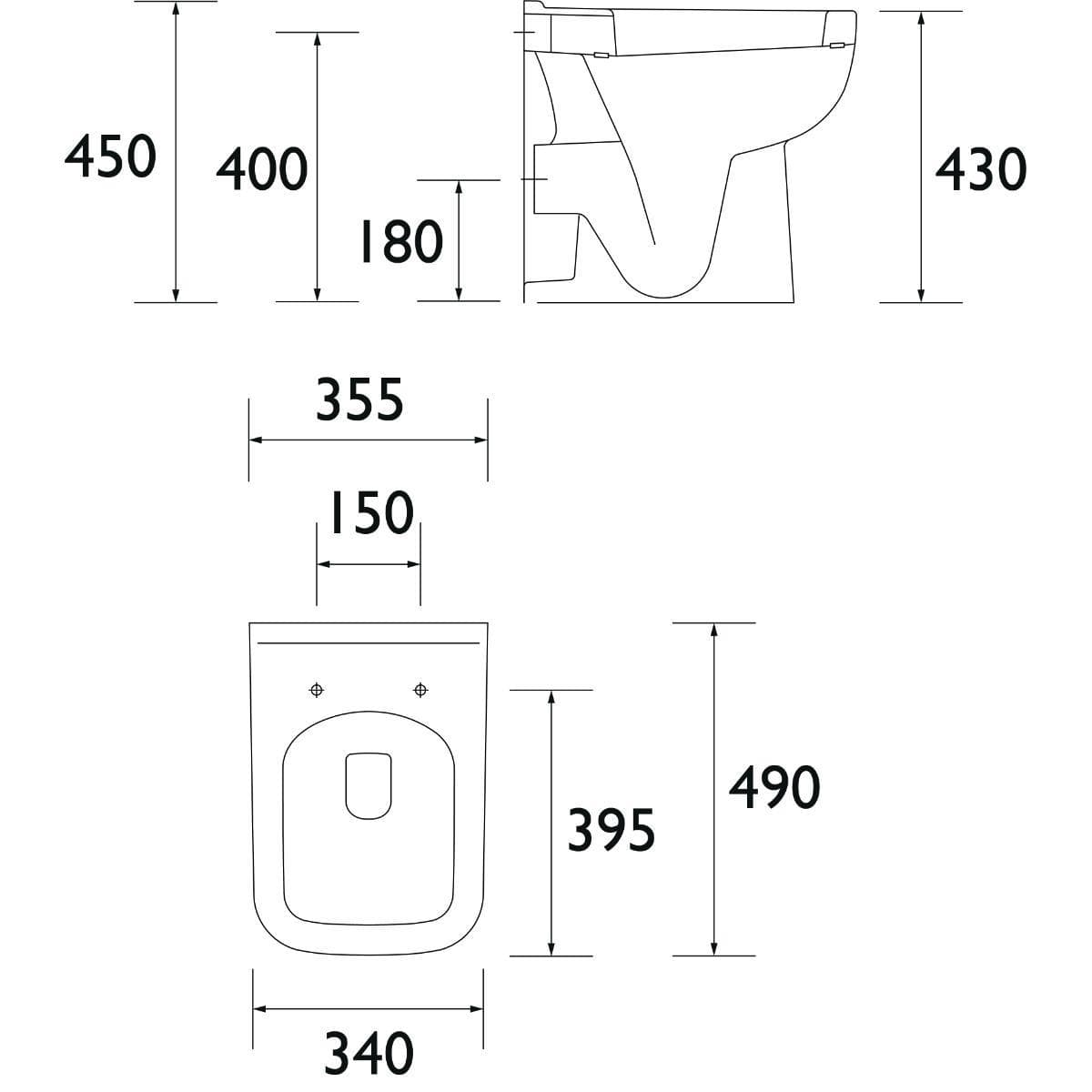 Heritage Back To Wall Toilet Heritage Caversham 600mm WC Unit, Cistern, Clinton Back to Wall Toilet and Soft Close Seat Bundle