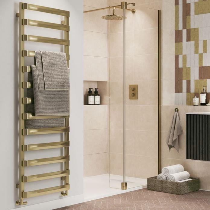 Crosswater Designer Towel Radiator 1630 x 500 / Central Heating Crosswater Air Designer Towel Radiator in Brushed Brass
