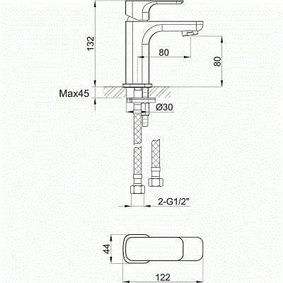 Imex Mono Basin Tap Imex Blade Small Basin Mixer Tap with Universal Clicker Waste