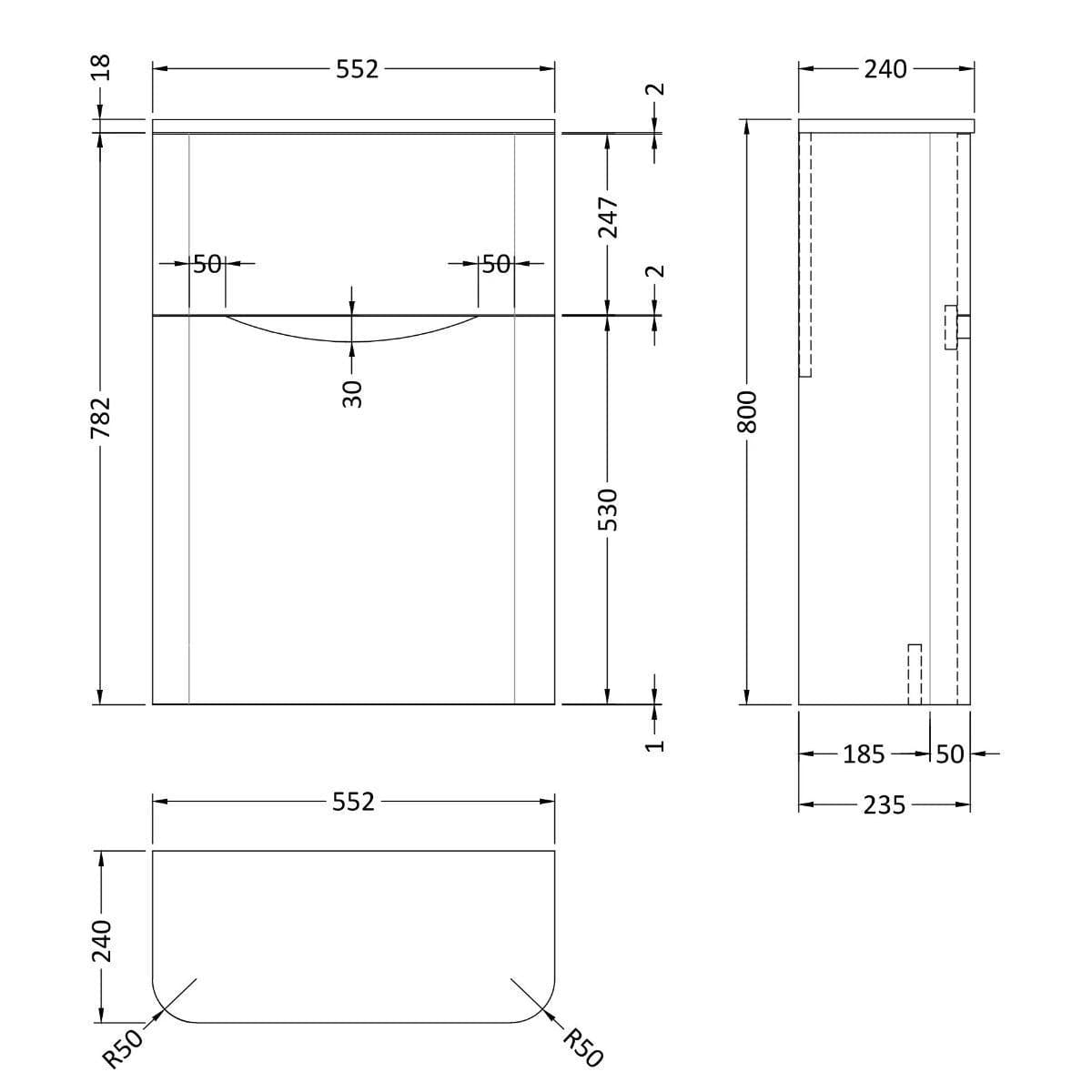 Aquarius Bathrooms WC Unit Aquarius Seren 550mm WC Unit