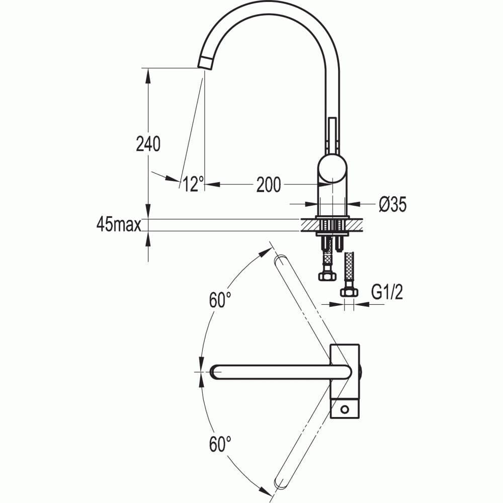 Flova Kitchen Tap Flova Levo Single Handle Swivel Spout Kitchen Mixer Tap in Chrome