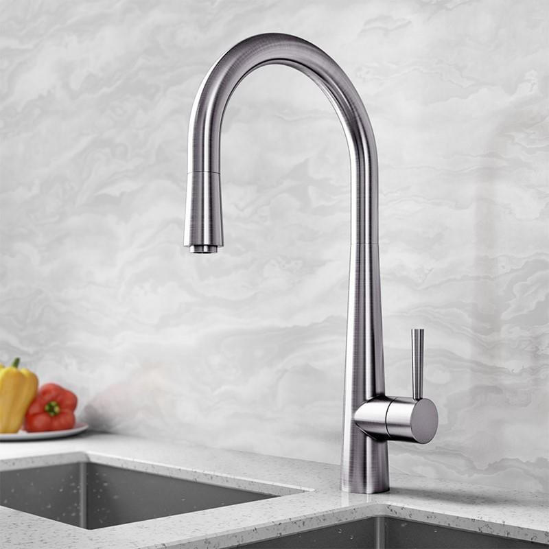 Aquarius Kitchen Tap Brushed Nickel Aquarius TrueCook - Series 9 - Pullout Single Lever Kitchen Mixer Tap