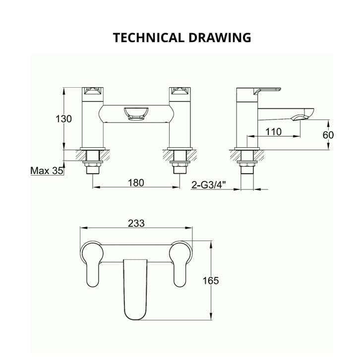 Imex Bath Mixer Imex Alma Bath Filler Tap in Chrome