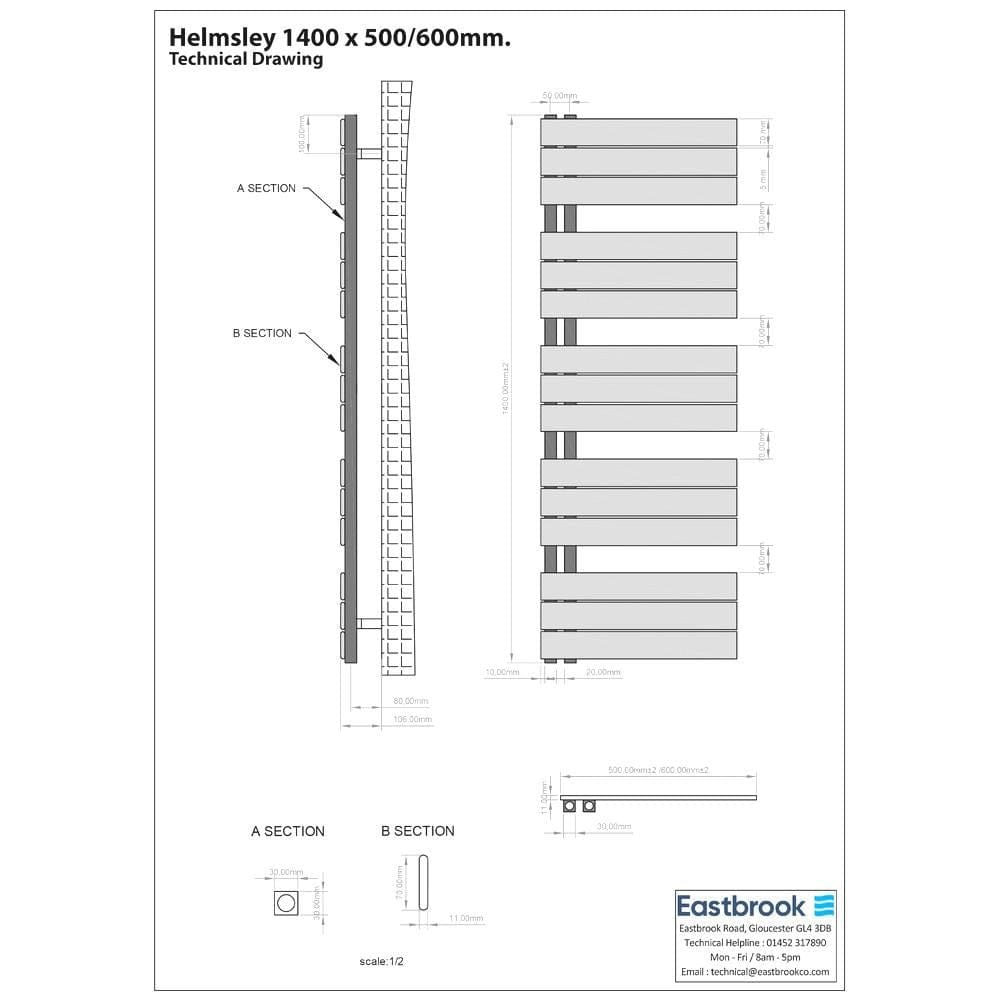 Eastbrook Designer Towel Rail Eastbrook Helmsley Straight Vertical Designer Towel Rail in Matt Black