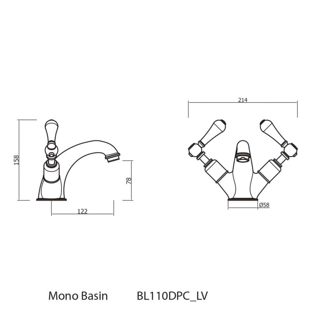 Crosswater Mono Basin Tap Crosswater Belgravia Lever Mono Basin Mixer Tap with Waste in Chrome