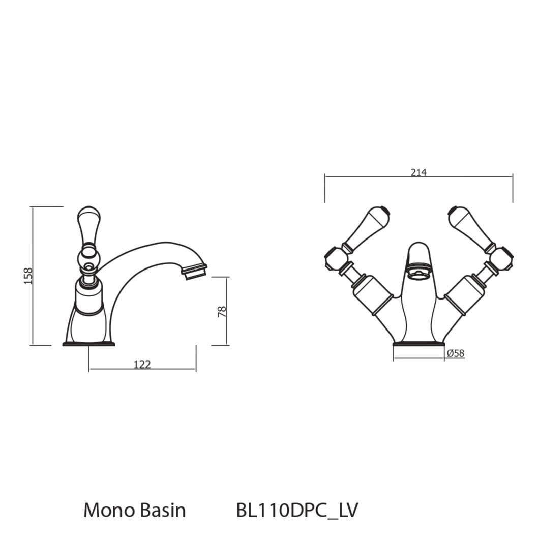 Crosswater Belgravia Lever Mono Basin Mixer Tap with Waste in Chrome