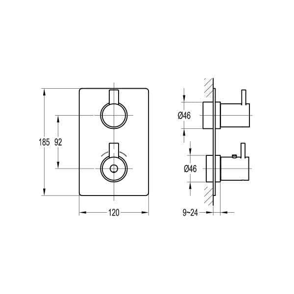 Flova Concealed Shower Valve Flova STR8 1, 2 or 3 Outlet SlimBOX Finishing Set in Diamond Chrome