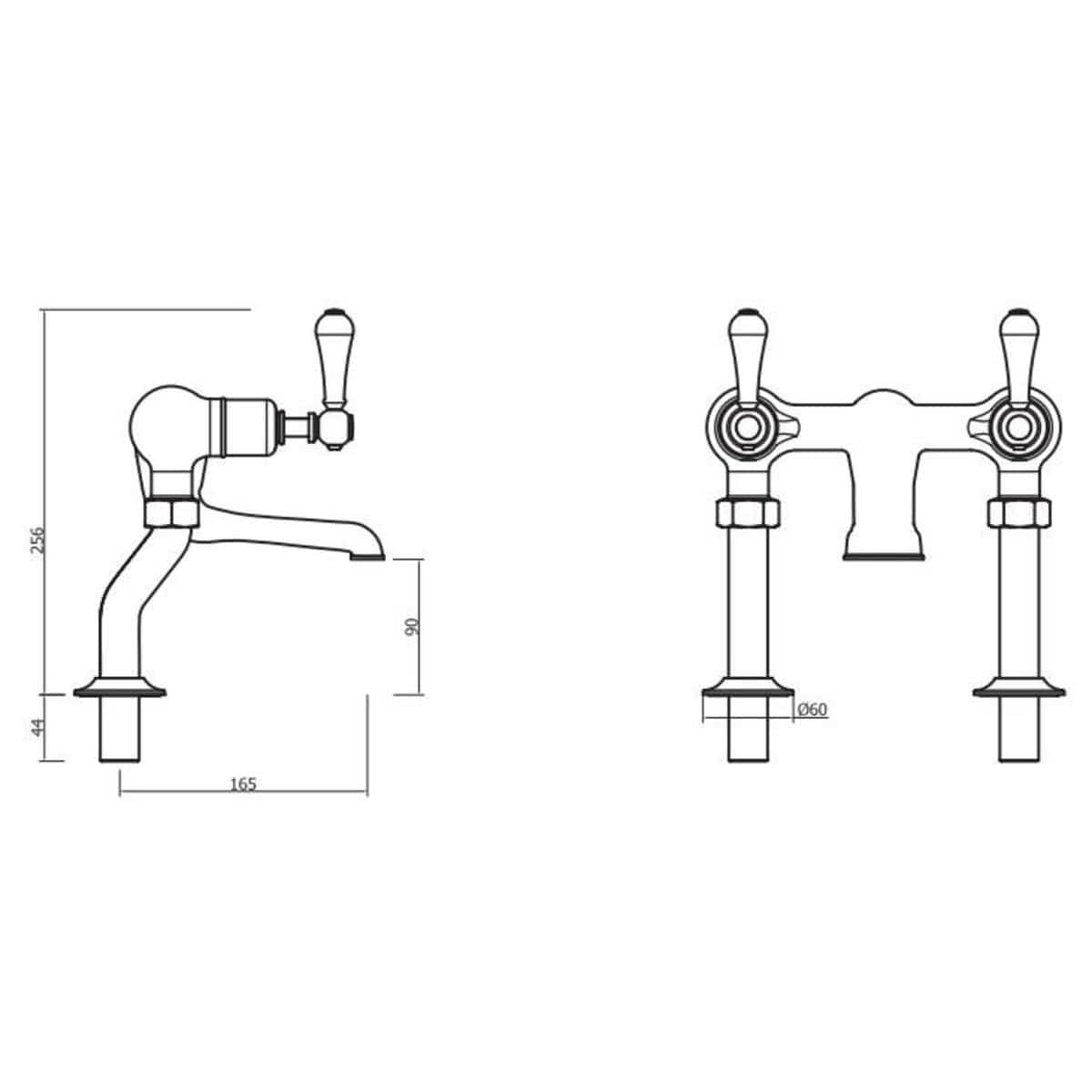 Crosswater Bath Mixer Crosswater Belgravia Lever Bath Filler Tap in Chrome