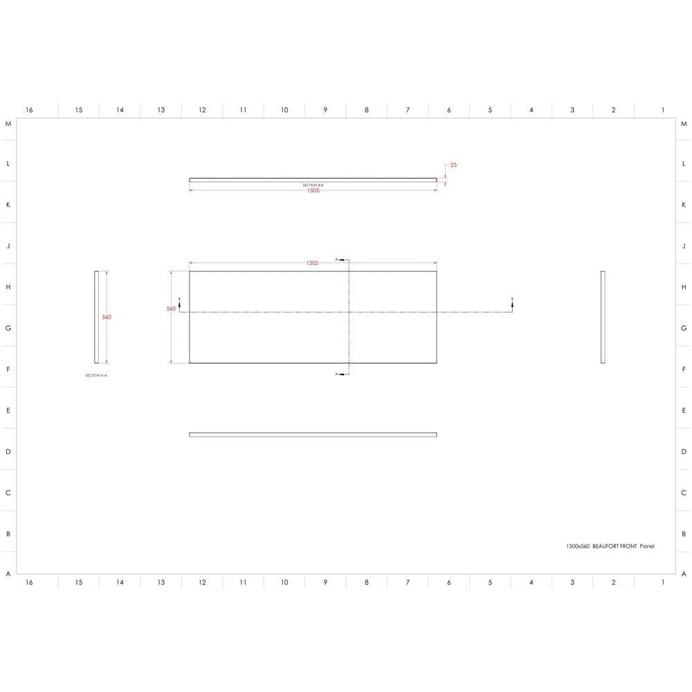 Eastbrook Bath Panel 1500mm / Reinforced Beauforté Acrylic Eastbrook Flat Front Bath Panel