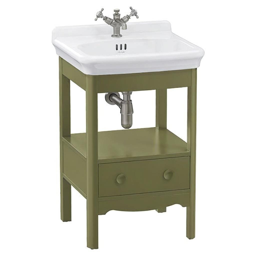 Burlington Floor Standing Vanity Unit Carlyle Green / 2 Hole Burlington Guild Floor Standing 560mm Vanity Unit with Basin