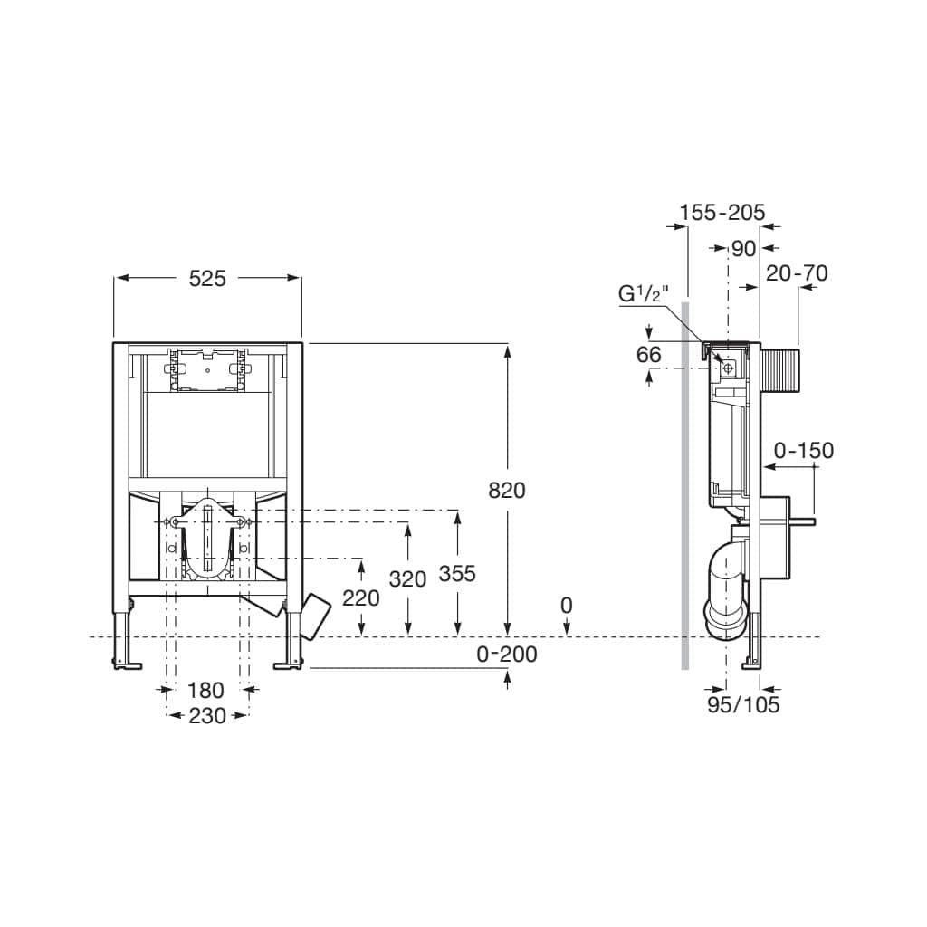 ROCA Wall Hung WC Frame ROCA Duplo S Under Window Wall Hung Frame and Cistern