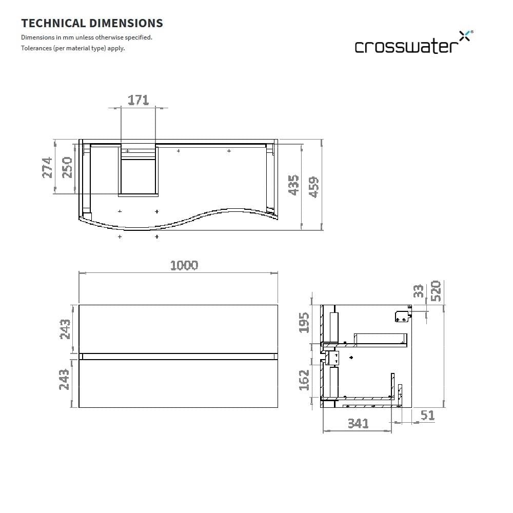 Crosswater Wall Mounted Vanity Unit Crosswater Svelte Wall Hung Vanity Unit with Basin