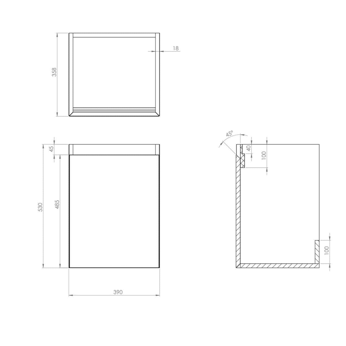 Saneux Wall Mounted Vanity Unit Saneux Uni Vanity Unit With Basin - 400 x 360mm - One Door - Wall Mounted