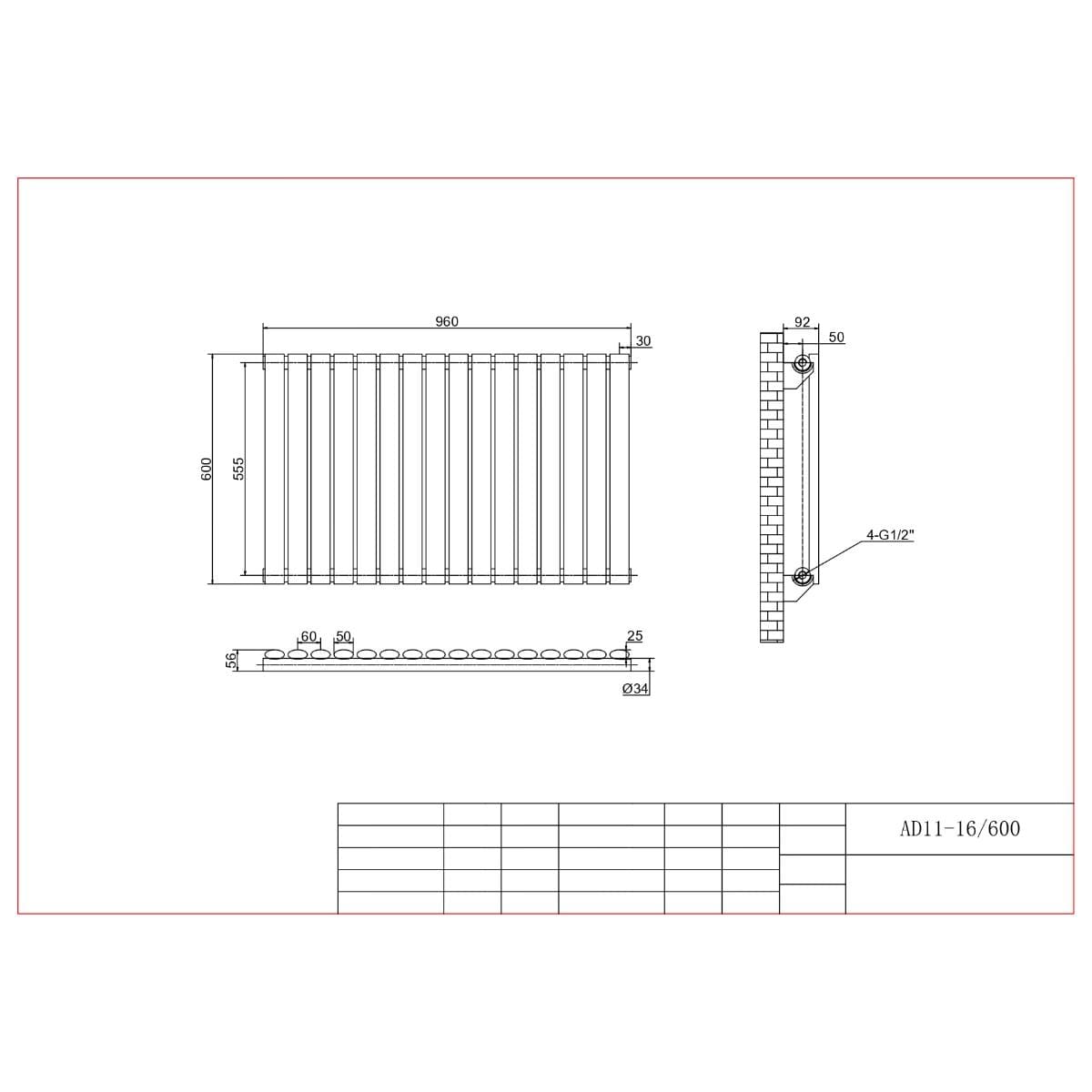 Aquarius Bathrooms Column Radiator Aquarius Athens Single Horizontal Column Radiator in Anthracite