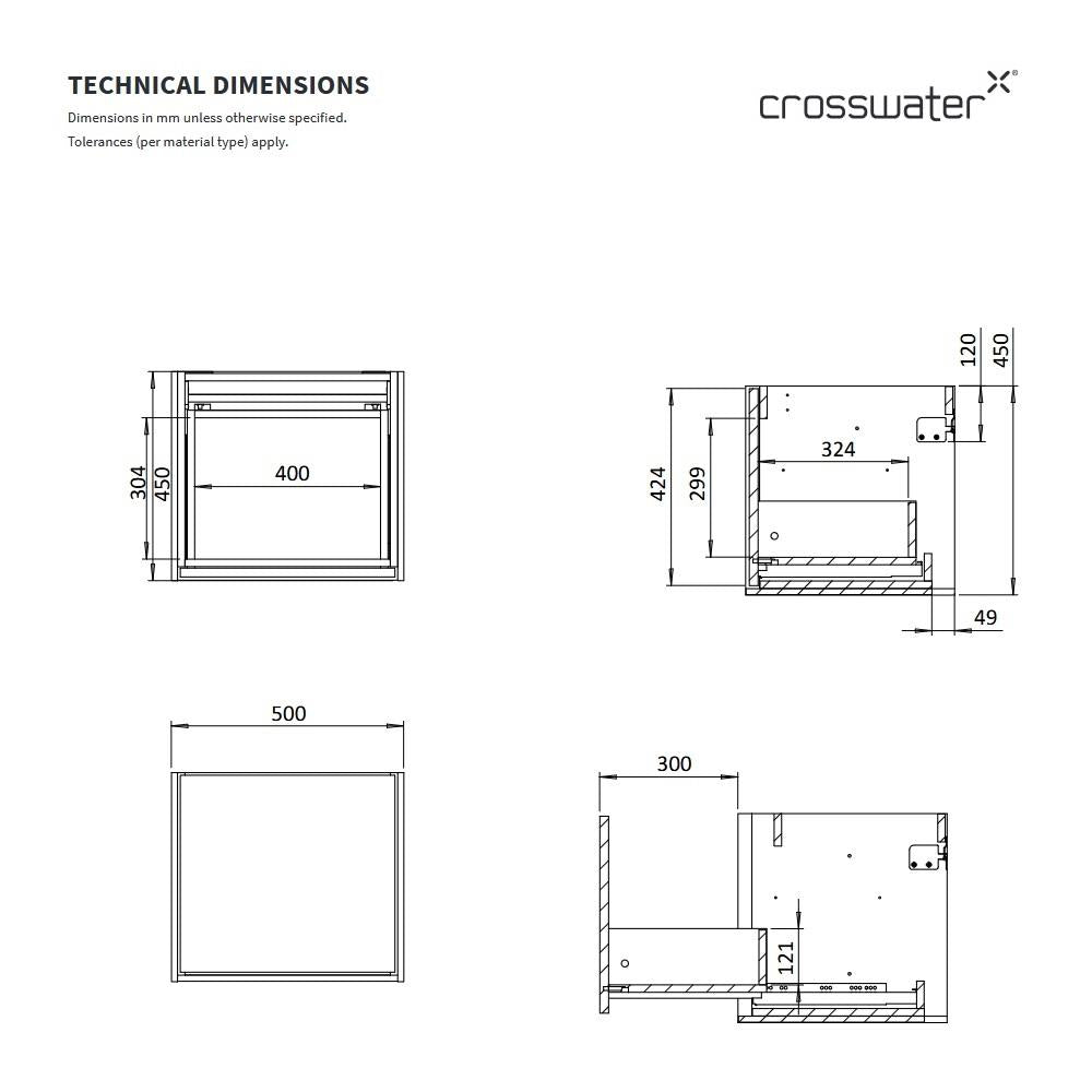 Crosswater Infinity Wall Mounted Vanity Unit with Worktop