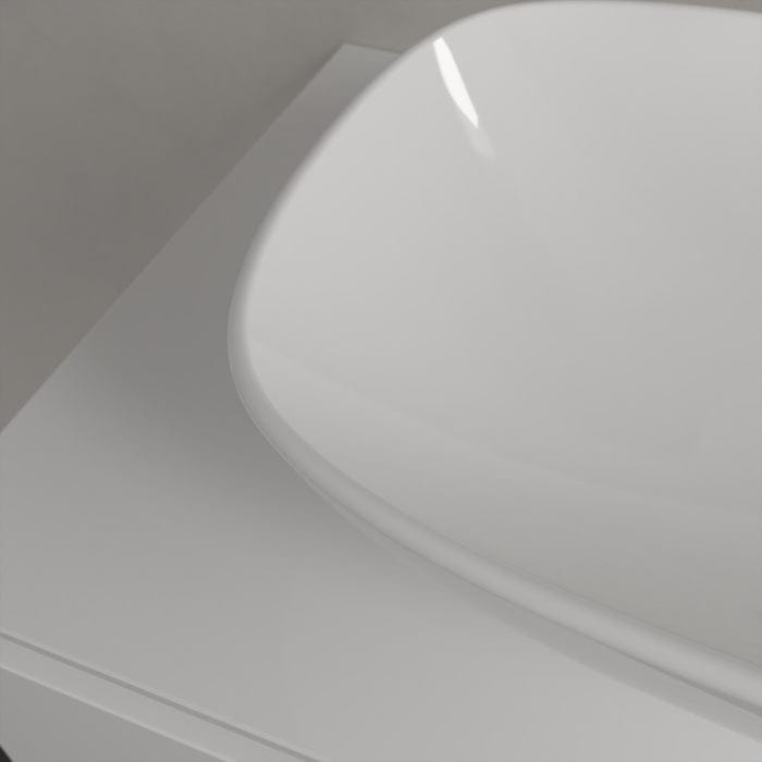 Villeroy & Boch Countertop Basin Villeroy & Boch Loop & Friends Curved Rectangular 560mm Countertop Basin (with Overflow) in White Alpin