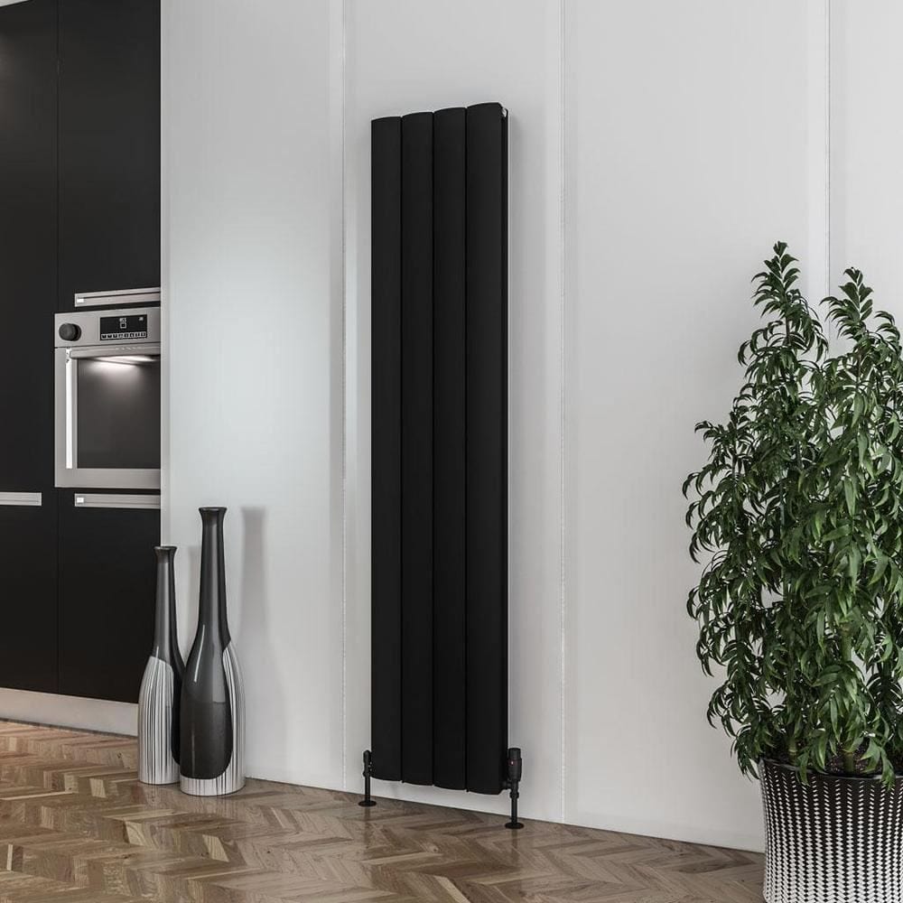 Eastbrook Panel Radiator 1800 x 375mm Eastbrook Guardia Straight Vertical Aluminium Radiator in Matt Black