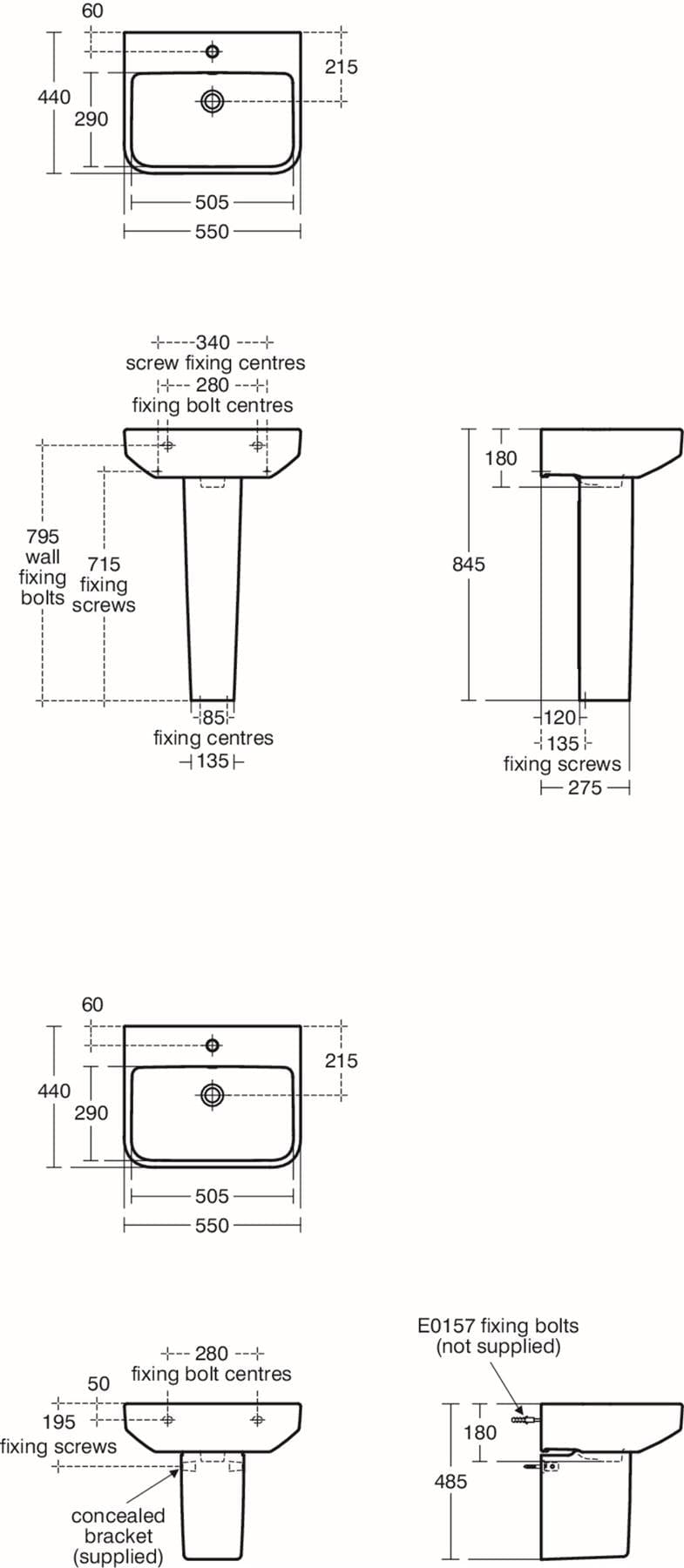 Ideal Standard Pedestal Basin Ideal Standard i.life B Basin, 1 taphole with Pedestal