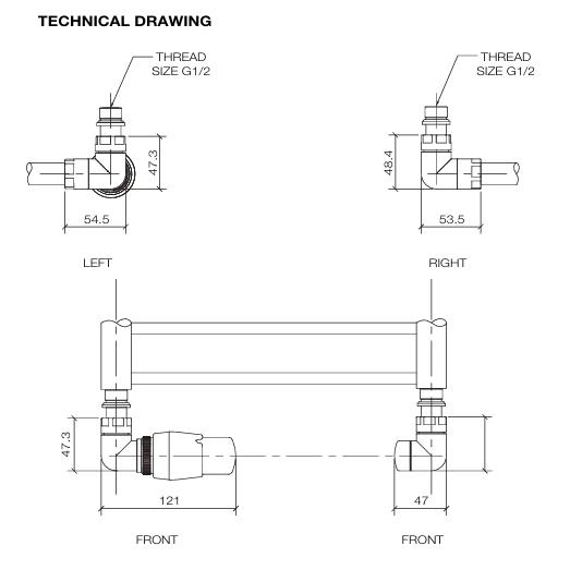 Tissino Radiator Valves Tissino Hugo2 Corner Radiator Valves with Thermostatic Head